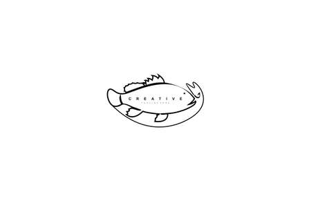 Creative Abstract Artistic Linear Bold Fish Logoのイラスト素材