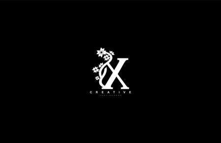 X letter luxury decorative flower ornament monogram logoのイラスト素材