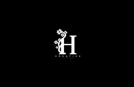 H letter luxury decorative flower ornament monogram logoのイラスト素材