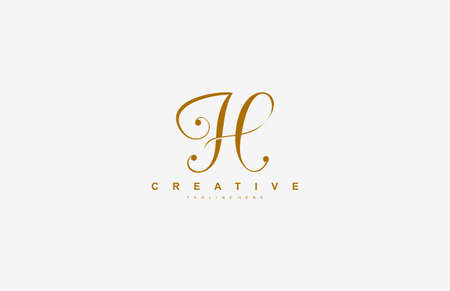 Initial H Letter Linked Beauty Script Signature Logotypeのイラスト素材