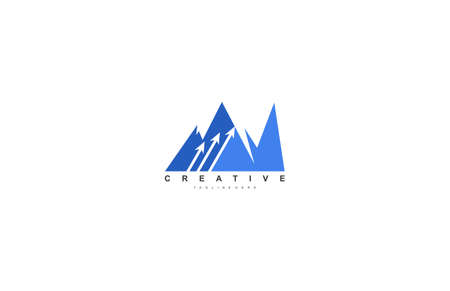 Creative Modern Mountain with Three Arrow Logo Designのイラスト素材