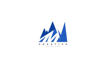 M Letter Creative Modern Mountain Logo Designのイラスト素材
