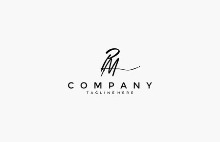 Calligraphy Signature Initial Letter PM Logotypeのイラスト素材