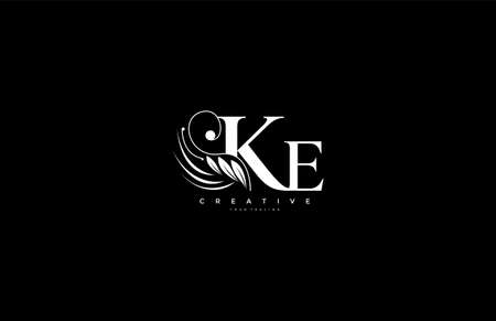 Initial KE letter luxury beauty flourishes ornament monogram logoのイラスト素材