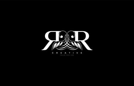 Initial RR letter luxury beauty flourishes ornament monogram logoのイラスト素材