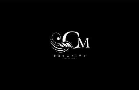 Initial CM letter luxury beauty flourishes ornament monogram logoのイラスト素材