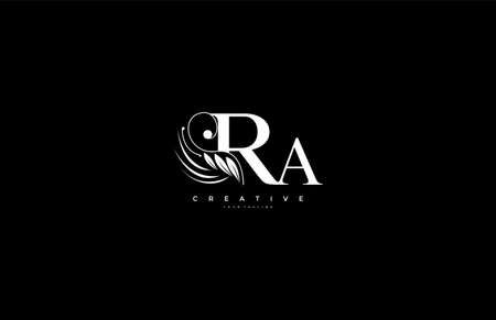 Initial RA letter luxury beauty flourishes ornament monogram logoのイラスト素材