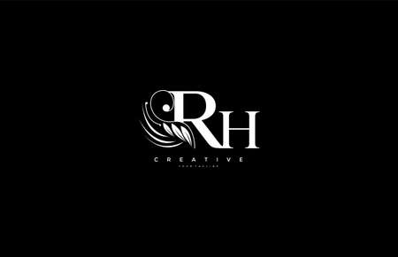 Initial RH letter luxury beauty flourishes ornament monogram logoのイラスト素材