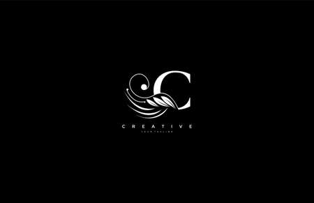 Initial C letter luxury beauty flourishes ornament monogram logoのイラスト素材