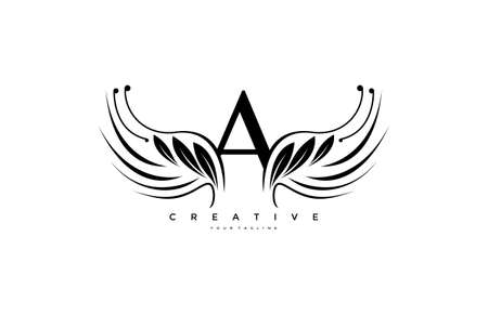 Initial A Typography FLourishes Beauty Wingsのイラスト素材