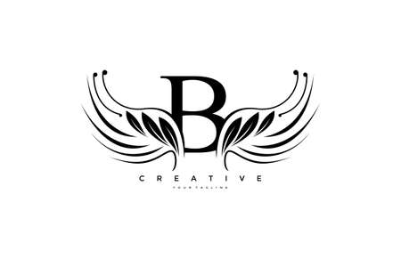 Initial B Typography FLourishes Beauty Wingsのイラスト素材