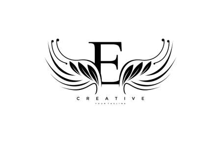 Initial E Typography FLourishes Beauty Wingsのイラスト素材