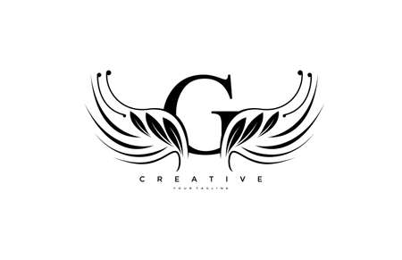 Initial G Typography FLourishes Beauty Wingsのイラスト素材
