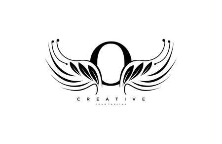 Initial O Typography FLourishes Beauty Wingsのイラスト素材