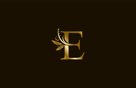 Golden Monogram Flourishes Letter E Manual Elegant Minimalismのイラスト素材