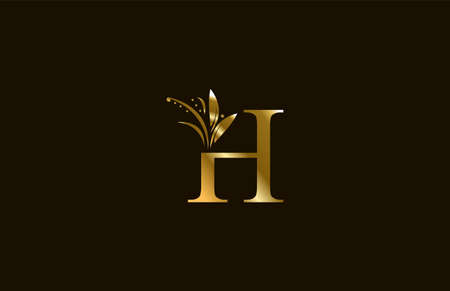 Golden Monogram Flourishes Letter H Logo Manual Elegant Minimalismのイラスト素材