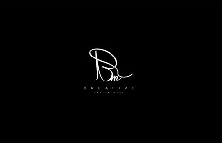 Stylish Monogram Signature Letter Bm Logo Designのイラスト素材