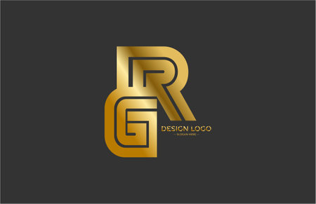 typography letter GR linked linear monogram gold design logoのイラスト素材