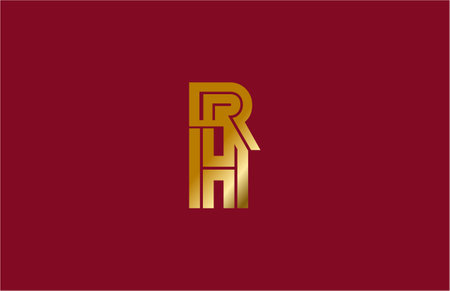 typography letter RH linked linear monogram gold design logoのイラスト素材