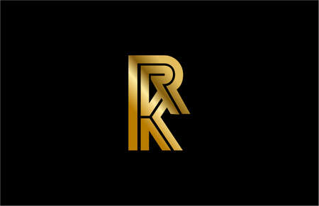typography letter RK linked linear monogram gold design logoのイラスト素材