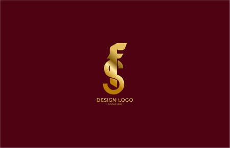 typography letter FS linked monogram golden design logoのイラスト素材
