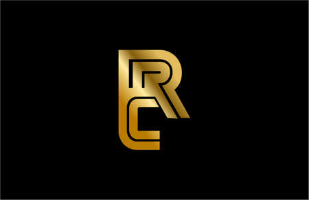 typography letter RC linked linear monogram gold design logoのイラスト素材