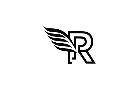 Typography Logo Font Letter R Wings Vectorのイラスト素材