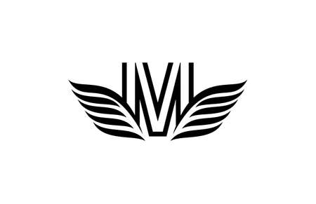 Typography Logo Font Letter M Wings Vectorのイラスト素材