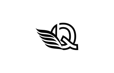 Typography Logo Font Letter Q Wings Vectorの素材 [FY310166596011]