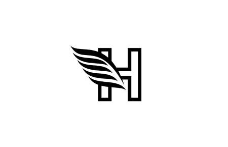 Typography Logo Font Letter H Wings Vectorのイラスト素材