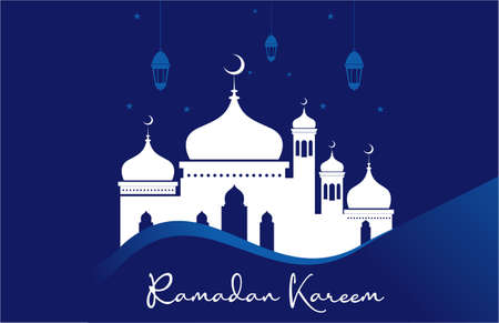 Ramadan Vector Blue Mosque Lantern Vectorのイラスト素材