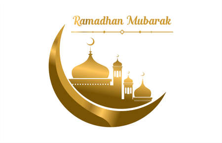 Vector Ramadan Golden Moon Mosqueのイラスト素材