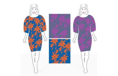 Abstract Leaf Pattern With Dress Template Designのイラスト素材