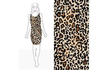 Midi dress with leopard pattern design templateのイラスト素材