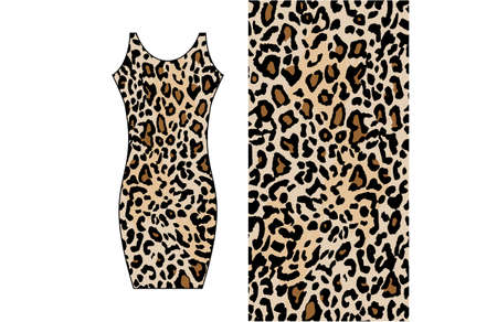 knee length dress with leopard pattern print textile templateのイラスト素材