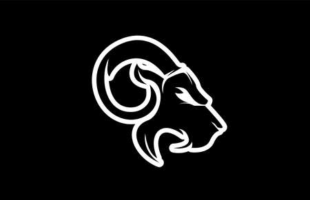 Modern Strong Head Sheep Logoのイラスト素材