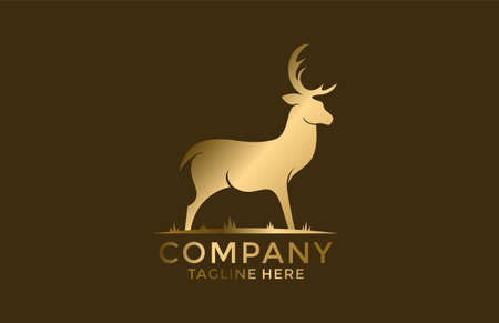 Gold Deer Mascot Cartoon Logoのイラスト素材