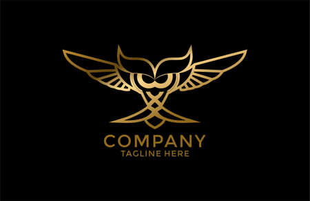 Elegant Golden Owl Logoのイラスト素材