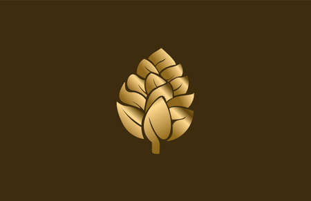 Golden Pine Cone Modern Logoのイラスト素材