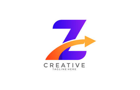 Typography Letter Gradient Color Link Swoosh Vector Logoのイラスト素材