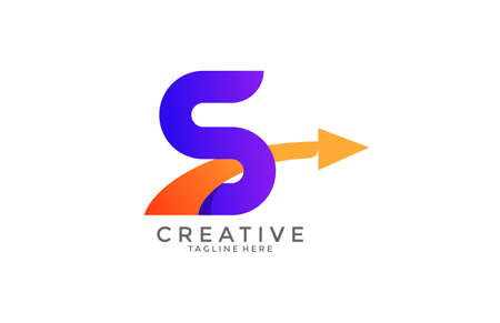 Typography Letter Gradient Color Link Swoosh Vector Logoのイラスト素材