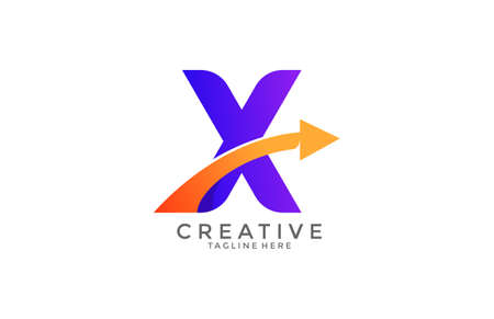 Typography Letter Gradient Color Link Swoosh Vector Logoのイラスト素材