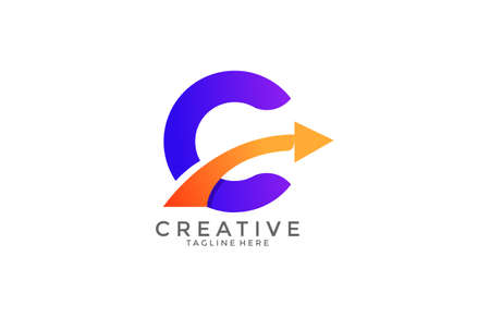 Typography Letter Gradient Color Link Swoosh Vector Logoのイラスト素材