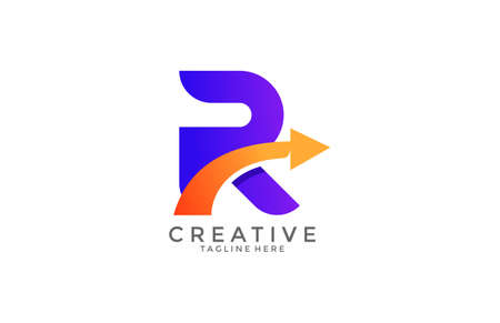Typography Letter Gradient Color Link Swoosh Vector Logoのイラスト素材