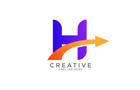 Typography Letter H Gradient Color Link Swoosh Vector Logoのイラスト素材