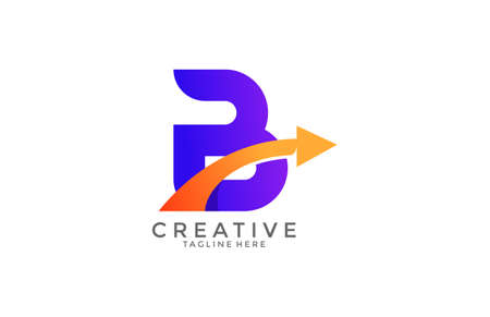 Typography Letter B Gradient Color Link Swoosh Vector Logoのイラスト素材