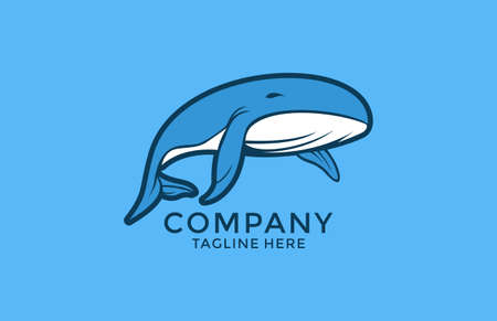 Cute Mascot Modern Whale Logoのイラスト素材