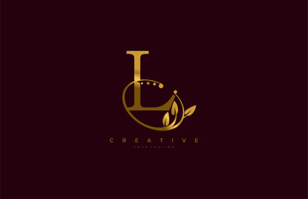 Golden Beauty Flourishes Initial Typography Logogramのイラスト素材