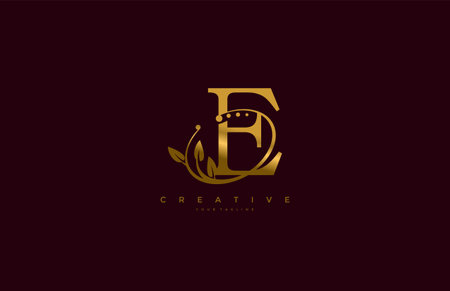 Golden Beauty Flourishes Initial Typography Logogramのイラスト素材