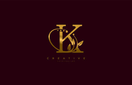 Golden Beauty Flourishes Initial Typography Logogramのイラスト素材